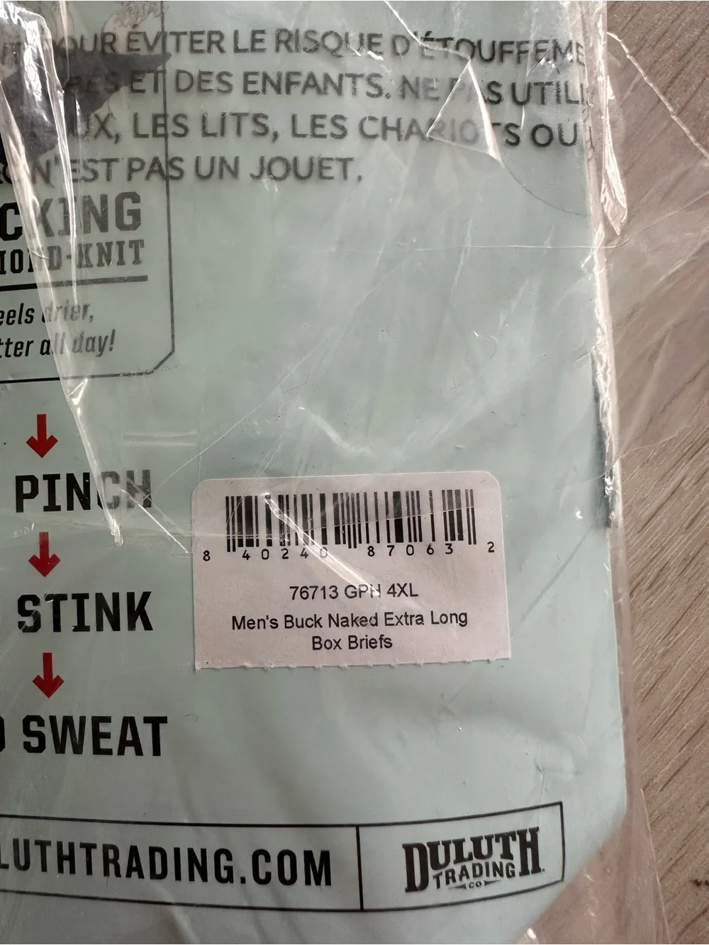 Duluth Buck Naked Extra Long Boxer Briefs Graphite 4XL NET IN PACKAGE